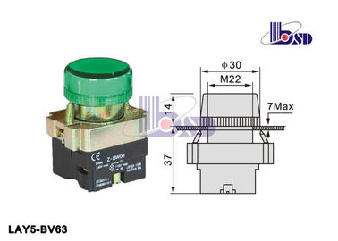 400V DC Green Illuminated Push On Push Off Switch / Led Momentary Switch